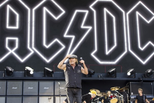 Brian Johnson, lead singer of AC/DC live on Power Up Tour 2025 at the Olympiastadion Berlin on 30 June 2025