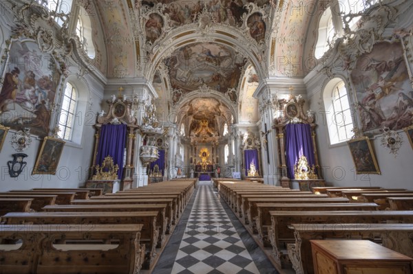 Interior of the parish church and basilica Mariae Empfängnis, Wilten Insbruck, Austria