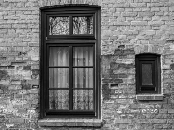 Window in brick wall, Mecklenburg-Western Pomerania, Germany