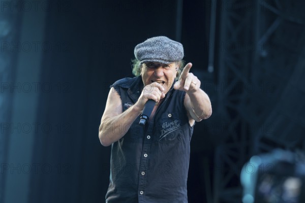 Brian Johnson, lead singer of AC/DC live on Power Up Tour 2025 at the Olympiastadion Berlin on 30 June 2025