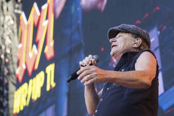 Brian Johnson, lead singer of AC/DC live on Power Up Tour 2025 at the Olympiastadion Berlin on 30 June 2025