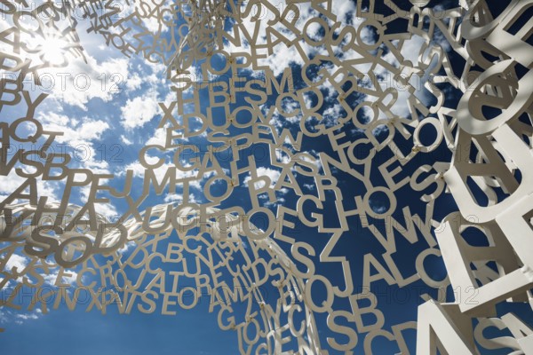 Sculpture made of letters, Le Nomade, artist Jaume Plensa, Antibes, Provence Alpes Côte d'Azur, South of France, France