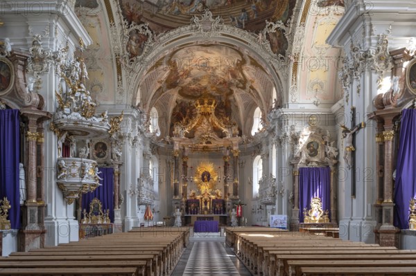 Interior of the parish church and basilica Mariae Empfängnis, Wilten Insbruck, Austria