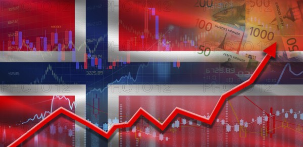Norway financial growth on market graph. Norway economic growth on financial graph