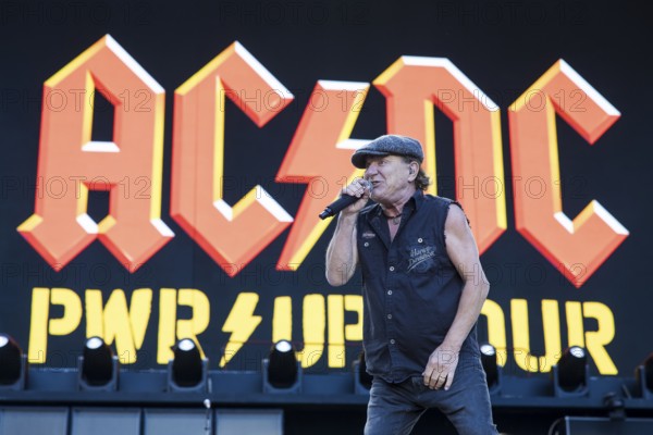 Brian Johnson, lead singer of AC/DC live on Power Up Tour 2025 at the Olympiastadion Berlin on 30 June 2025