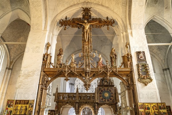 Triumphal cross in the interior of Lübeck Cathedral, Hanseatic City of Lübeck, Schleswig-Holstein, Germany