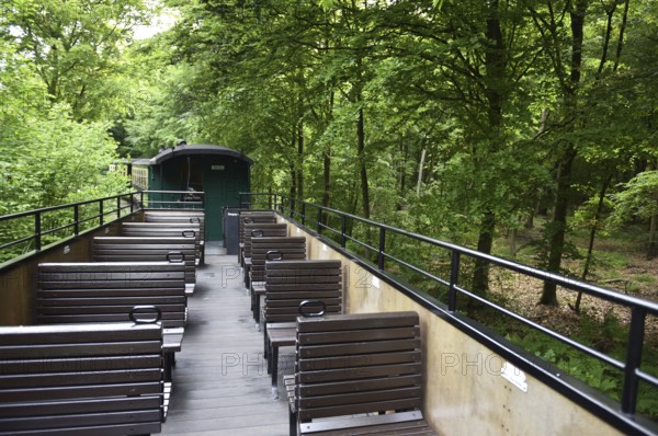 Observation car of the Raging Roland, narrow-gauge railway on Rügen, Mecklenburg-Western Pomerania, Germany