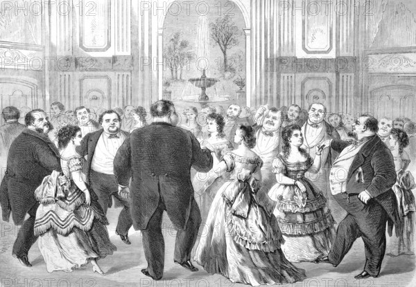 The Fat People's Ball at Irving Hall in New York, America, Historical, Reproduction from a 19th century scene