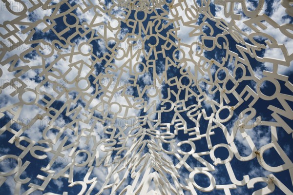 Sculpture made of letters, Le Nomade, artist Jaume Plensa, Antibes, Provence Alpes Côte d'Azur, South of France, France