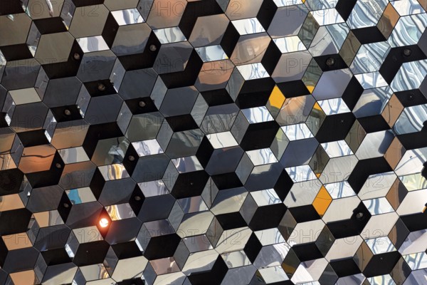 Harpa Concert Hall, interior view, detail with geometric patterns, hexagon, interior view, Reykjavík, Iceland