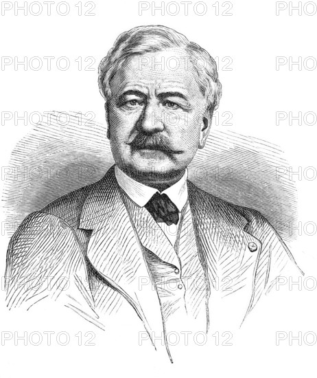Ferdinand Marie Vicomte de Lesseps (born 19 November 1805, died 7 December 1894) was a French diplomat and entrepreneur. He is known as the planner of the Suez Canal, Historical, Reproduction from a 19th century scene