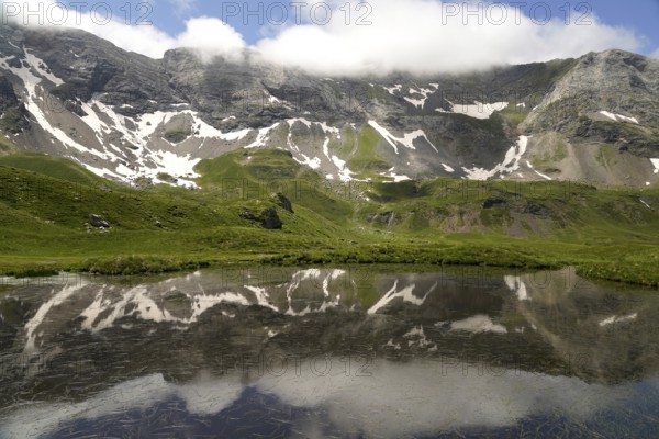 Lake in the Cirque de Troumouse basin in the Pyrenees National Park near Gavarnie-Gèdre, France