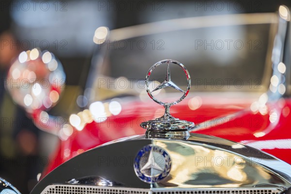 The Mercedes-Benz Museum in Stuttgart presents a journey through the automotive history of the global corporation. The history of the Mercedes star begins with the first automobile in 1886. Stuttgart, Baden-Württemberg, Germany