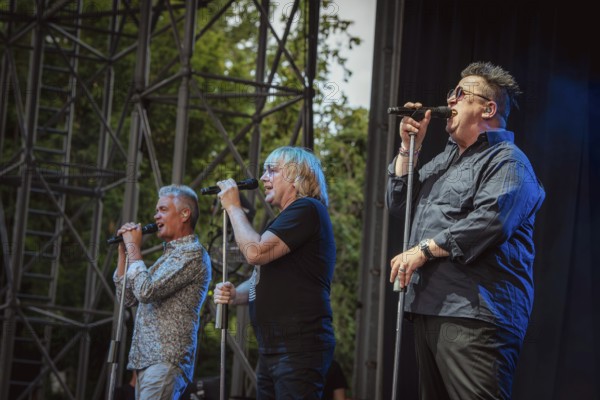 Jens Sembdner, Tobias Künzel and Sebastian Krumbiegel, singer of the band Die Prinzen at the Berliner Rundfunk 91.4 Open Air in the Berlin Parkbühne Wuhlheide on 05.07.2025