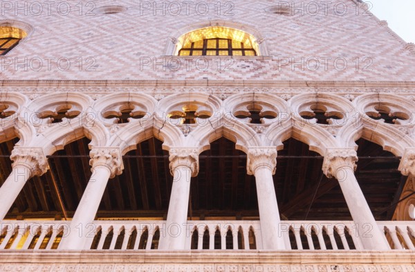 West façade of the Doge's Palace in the morning, Venice, Veneto, Italy