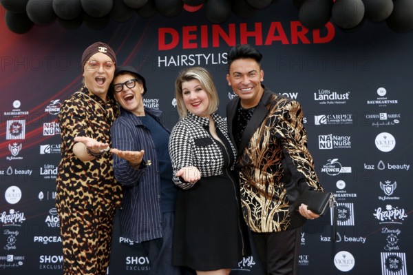Julian F. M. Stöckel, Rolf Scheider, Janine Becker and Matthias Mangiapane at the VIP opening of the new Deinhard Salon Am Mühlanger 3, Berlin, 28 June 2025