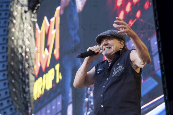 Brian Johnson, lead singer of AC/DC live on Power Up Tour 2025 at the Olympiastadion Berlin on 30 June 2025