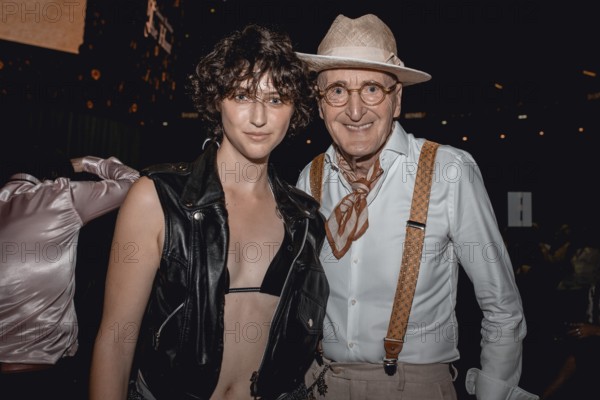 Voice actress Carlotta Josefine Pahl and style icon Günther Krabbenhöfft at the Danny Reinke Fashion Show during Berlin Fashion Week 2025 on 2 July 2025