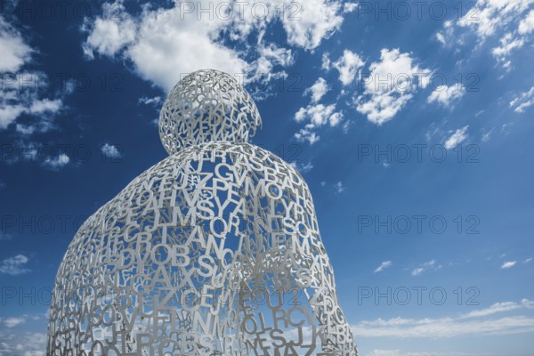 Sculpture made of letters, Le Nomade, artist Jaume Plensa, Antibes, Provence Alpes Côte d'Azur, South of France, France
