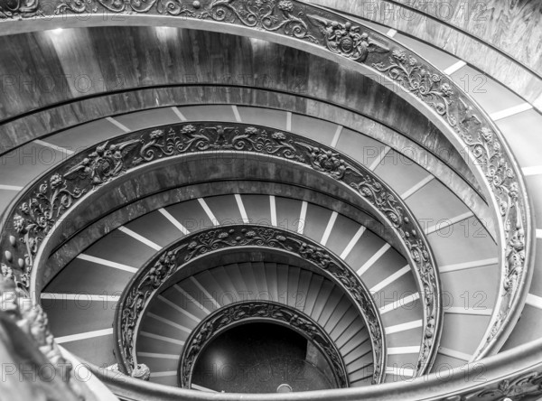 ROME, ITALY - CIRCA SEPTEMBER 2020: the famous spiral staircase with double helix. Vatican Museum, made by Giuseppe Momo in 1932