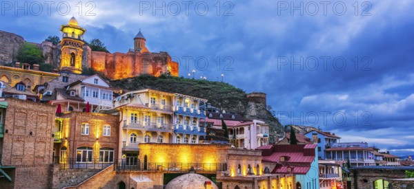 View of the Old Town of Tbilisi, Georgia after sunset