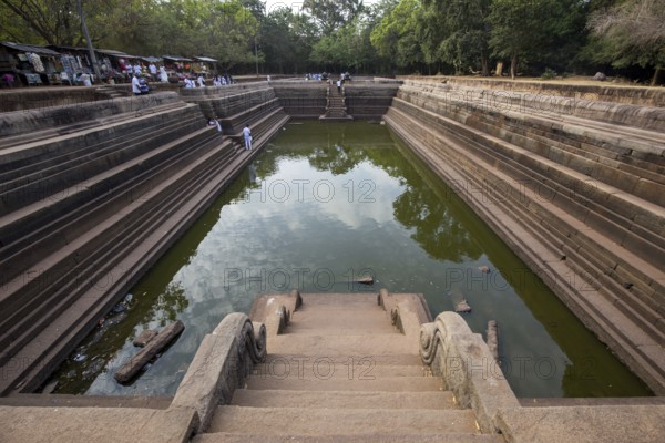 Anuradhapura, Sri Lanka, August 21, 2018: Kuttam Pokuna, Twin Ponds, bathing tanks or pools in the ancient city