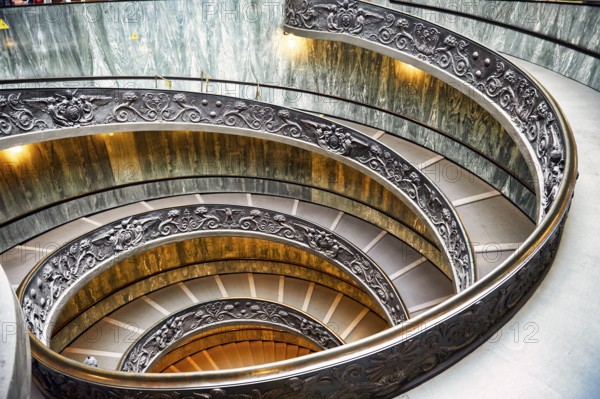 Bramante double helix staircase in Vatican Museums. Rome Italy