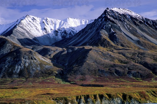 Mount Eielson and tundra landscape in autumn, Mount Eielson and tundra landscape in Indian summer, Denali National Park, Alaska