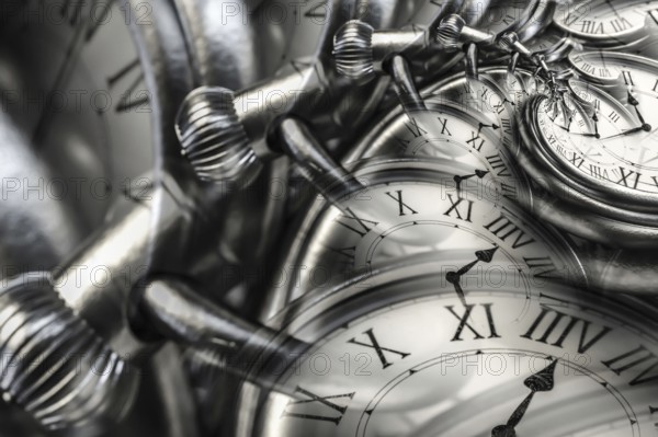 Droste effect background with infinite clock spiral. Abstract design for concepts related to time and deadline