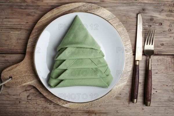 Plates with cutlery and festive decoration
