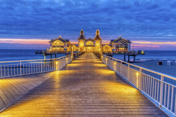 The beautiful pier in Sellin on the island of Rügen in front of sunrise