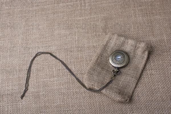 Mechanical pocket watch on a sack
