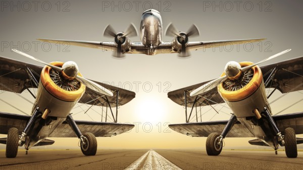 historical aircrafts on a runway