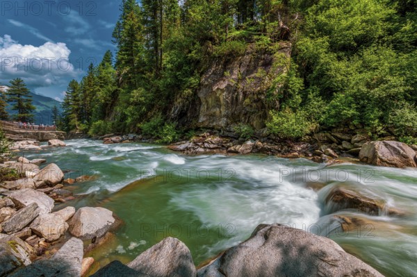 The river Krimmler Ache in the Hohe Tauern National Park in Austria. The Krimmler Ache forms the Krimmler waterfalls