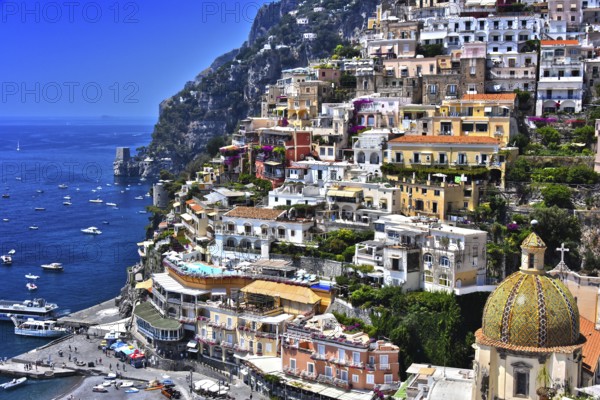 City of Positano on Amalfi coast in the province of Salerno, Campania, Italy