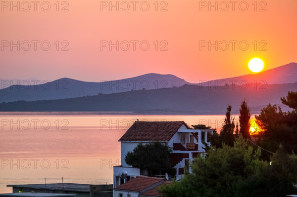 Beautiful Sunrise over the Seaside in Croatia in summer. Beautiful Sunrise over the Seaside in Croatia