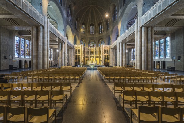 Koekelberg, Brussels capital Region Belgium, 09 30 2019 Interior design of the catholic basilica of the Sacred Heart of Koekelberg