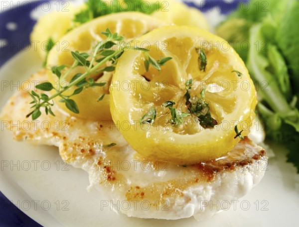 Pan fried pearl perch with caramelized lemon ginger and thyme