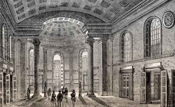 Interior view of the American Stock Exchange, New York City, 1857