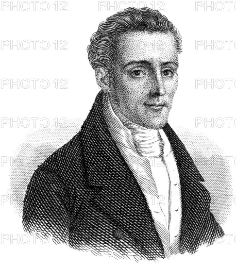Portrait of Silvio Pellico, 1789 - 1854, Italian writer, poet, dramatist and patriot, Portrait von Silvio Pellico, 1789 - 1854, italienischer Schriftsteller.