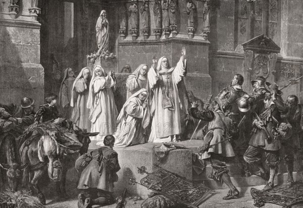 The Abbess of Frauenchiemsee protects her convent, Swedish mercenary soldiers Thirty Years' War, 1632