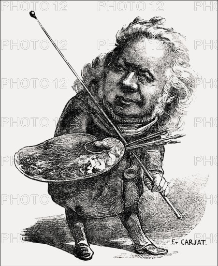 Honoré-Victorin Daumier, French caricaturist, caricature by Étienne Carjat