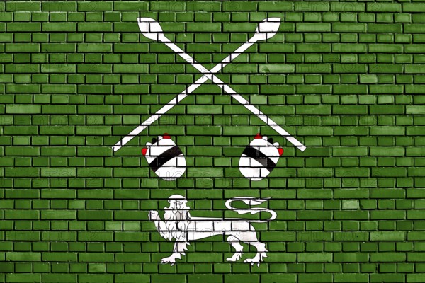 Flag of Ankole painted on brick wall
