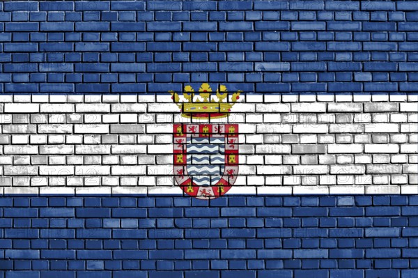 Flag of Jerez painted on brick wall