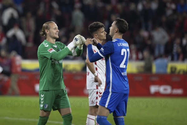 Dominik Reinmann (1. FC Magdeburg, Goalkeeper, #1), Philipp Hercher (1. FC Magdeburg, Defence, #27), 2nd Bundesliga, 1.FC Köln, 1. FC Magdeburg on 14/09/2024 at the RheinEnergieStadion in Cologne Germany . (DFL/DFB REGULATIONS PROHIBIT ANY USE OF PHOTOGRAPHS AS IMAGE SEQUENCES AND/OR QUASI-VIDEO)