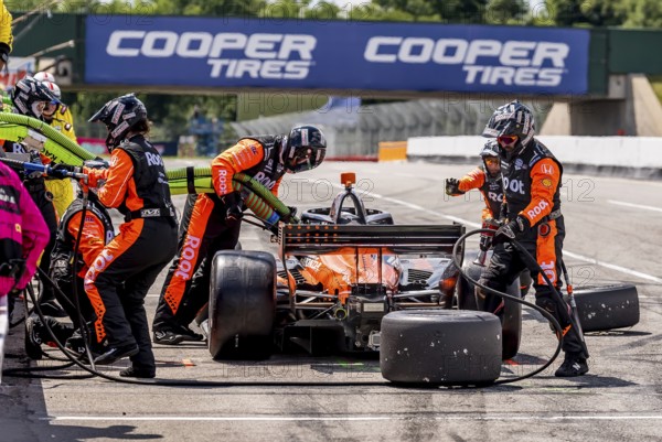 MARCUS ARMSTRONG (11) of Christchurch, New Zealand comes down pit road for service during the Honda Indy 200 at Mid-Ohio Sports Car Course in Lexington, OH