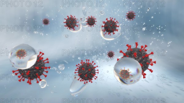 Artistic 3D illustration of corona aerosol