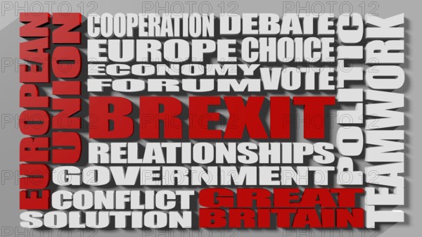 Words cloud relative to politic situation between Great Britain and European Union. Brexit - United Kingdom leaving the European Union