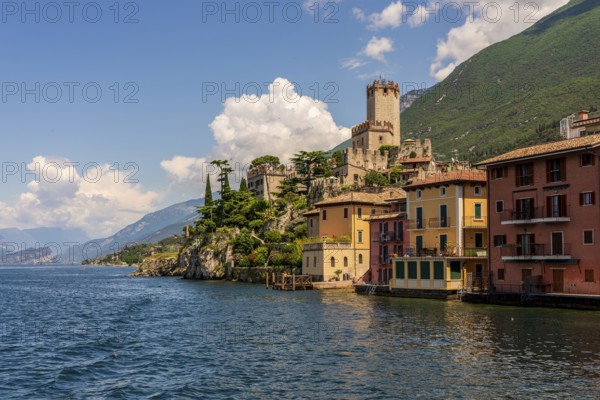 Panoramic view of Scaliger Castle near Malcesine in Italy