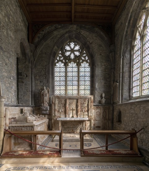St Davids, United Kingdom, 28 August, 2022: view of one of the historic side chapels inside the St Davids Cathedral in Pembrokeshire